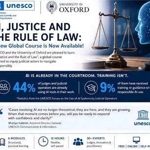 Inscríbete al curso global gratuito sobre IA, justicia y Estado de derecho de la UNESCO y la Universidad de Oxford