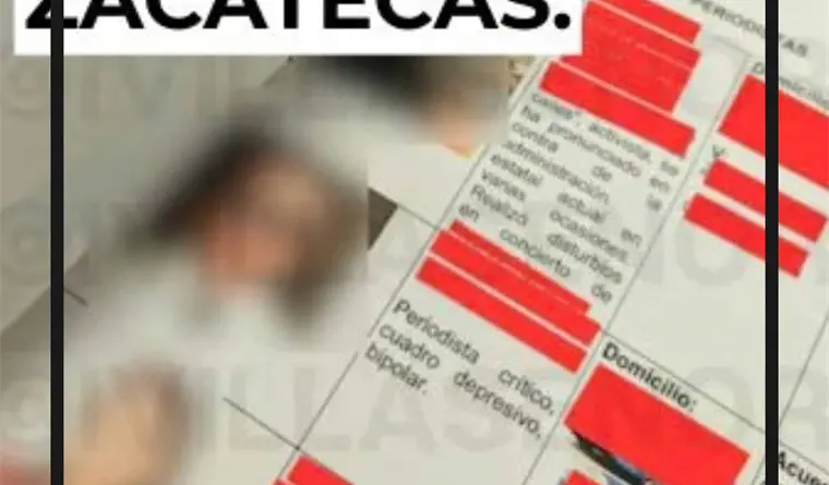 Zacatecas: autoridades hacen uso de lista para perfilar a periodistas y personas defensoras como voces “críticas”